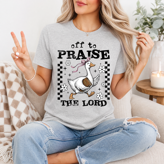 Off To Praise The Lord Christian Graphic Tee
