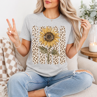 Distressed Sunflower & Leopard Print Graphic Tee