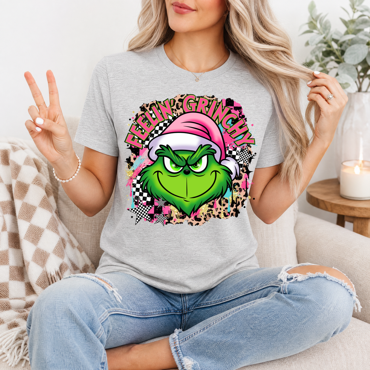 Feelin' Grinchy Christmas Premium Graphic Tee
