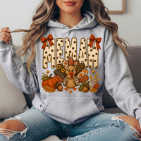Memaw Thanksgiving Turkey & Rust Bows Graphic Hoodie