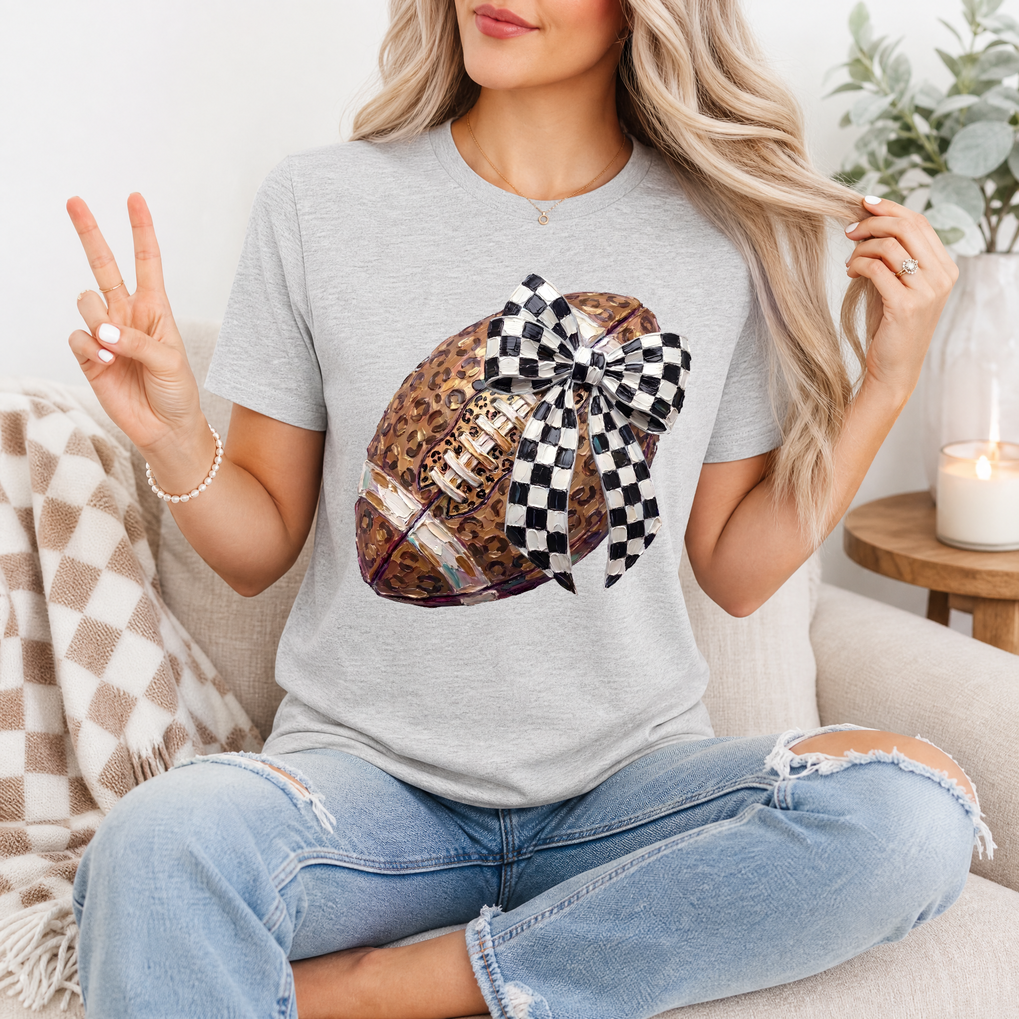 Leopard Painted Football Premium Graphic Tee