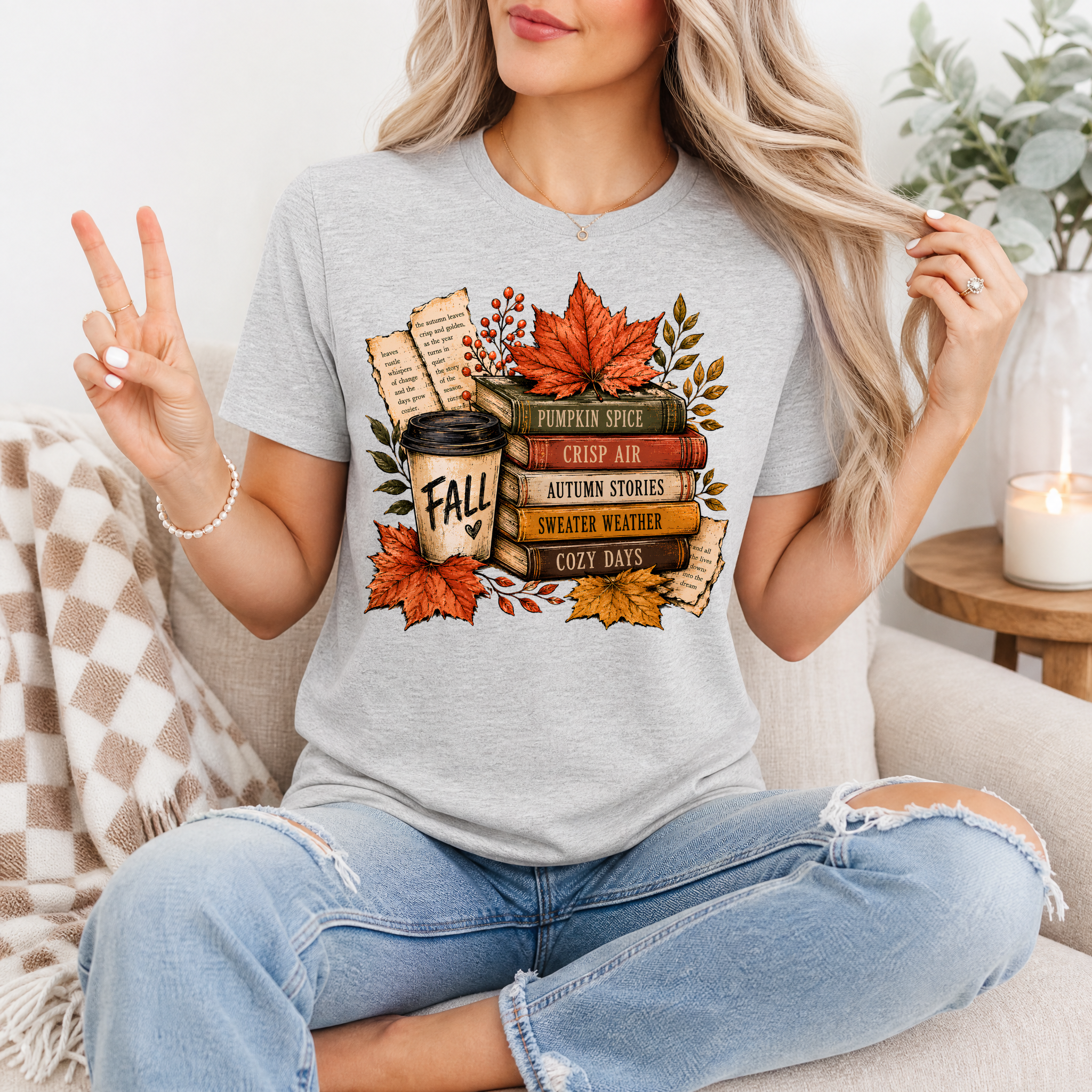Fall & Bookish Cozy Premium Graphic Tee