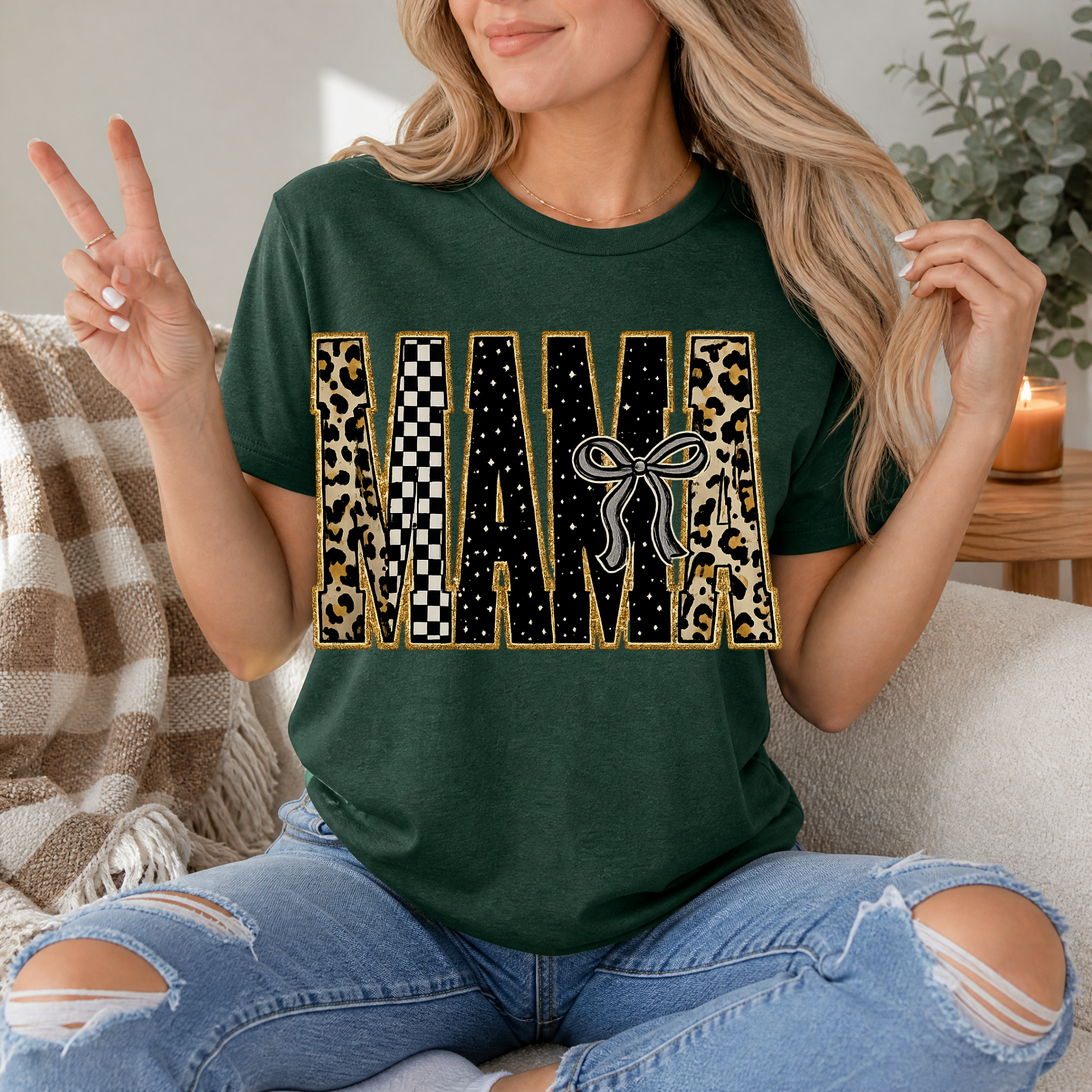 Mama Mixed Pattern Premium Graphic Tee