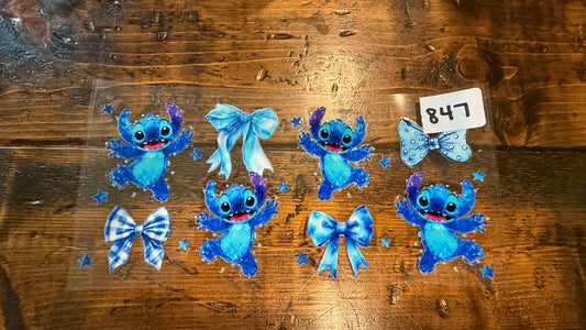 #847 Blue Alien Blue Bows