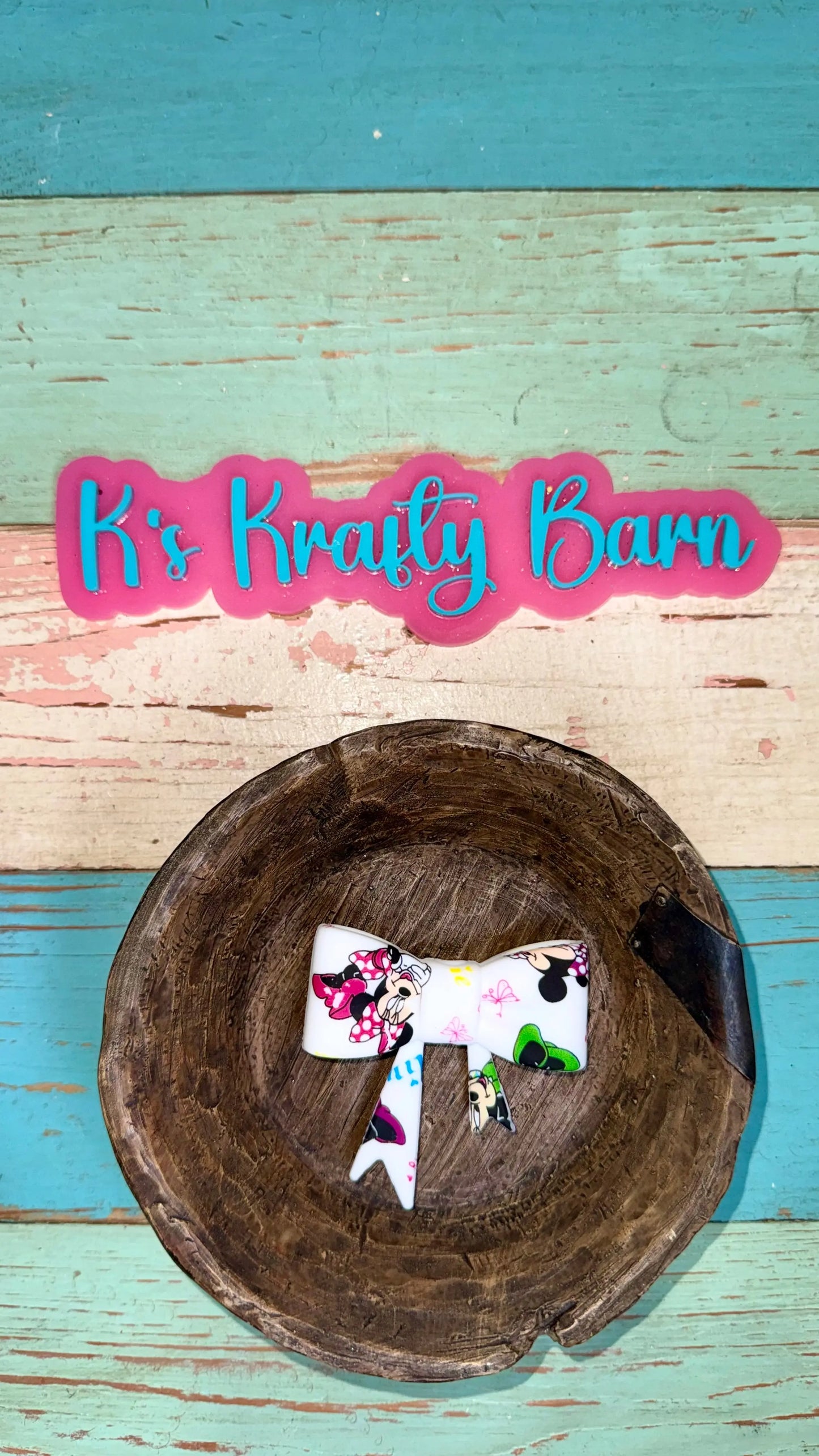 Silicone Focal Bead- Mouse bow K's Krafty Barn