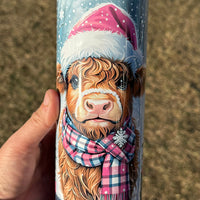 Pink Highland Christmas 20oz insulated K's Krafty Barn