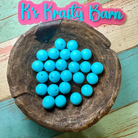 15mm Solid Silicone Beads- Aqua K's Krafty Barn