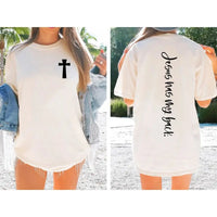 Jesus Has My Back Shirt – Christian Faith Cross Front & Back Graphic Tee K's Krafty Barn