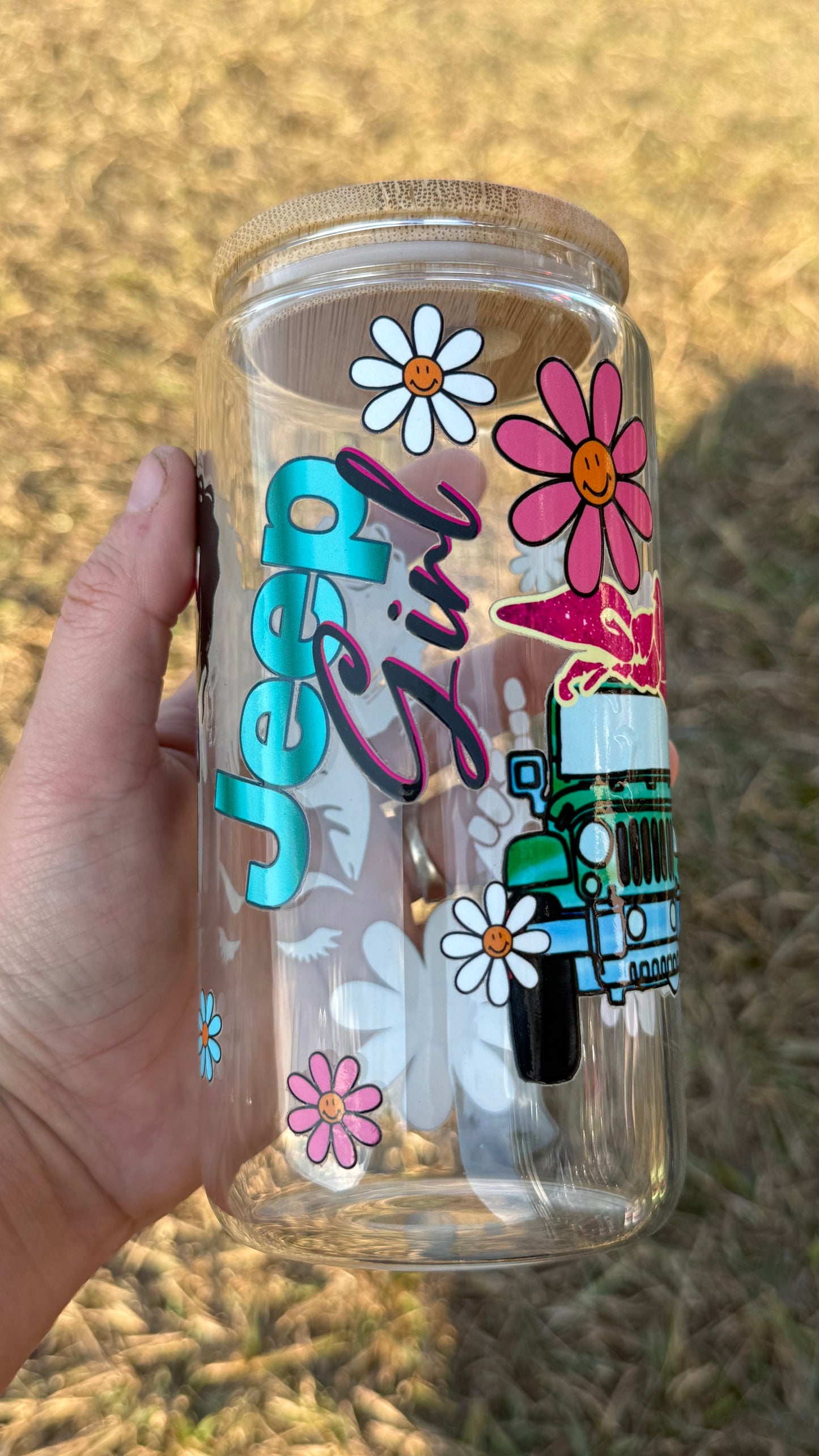 Jeep girl 16oz Glass Libby