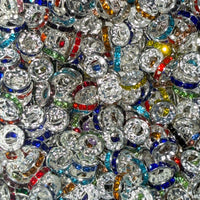 Rhinestone Spacer Bead Mix – 10mm Assorted Colors | Large Hole Crystal Spacers K's Krafty Barn