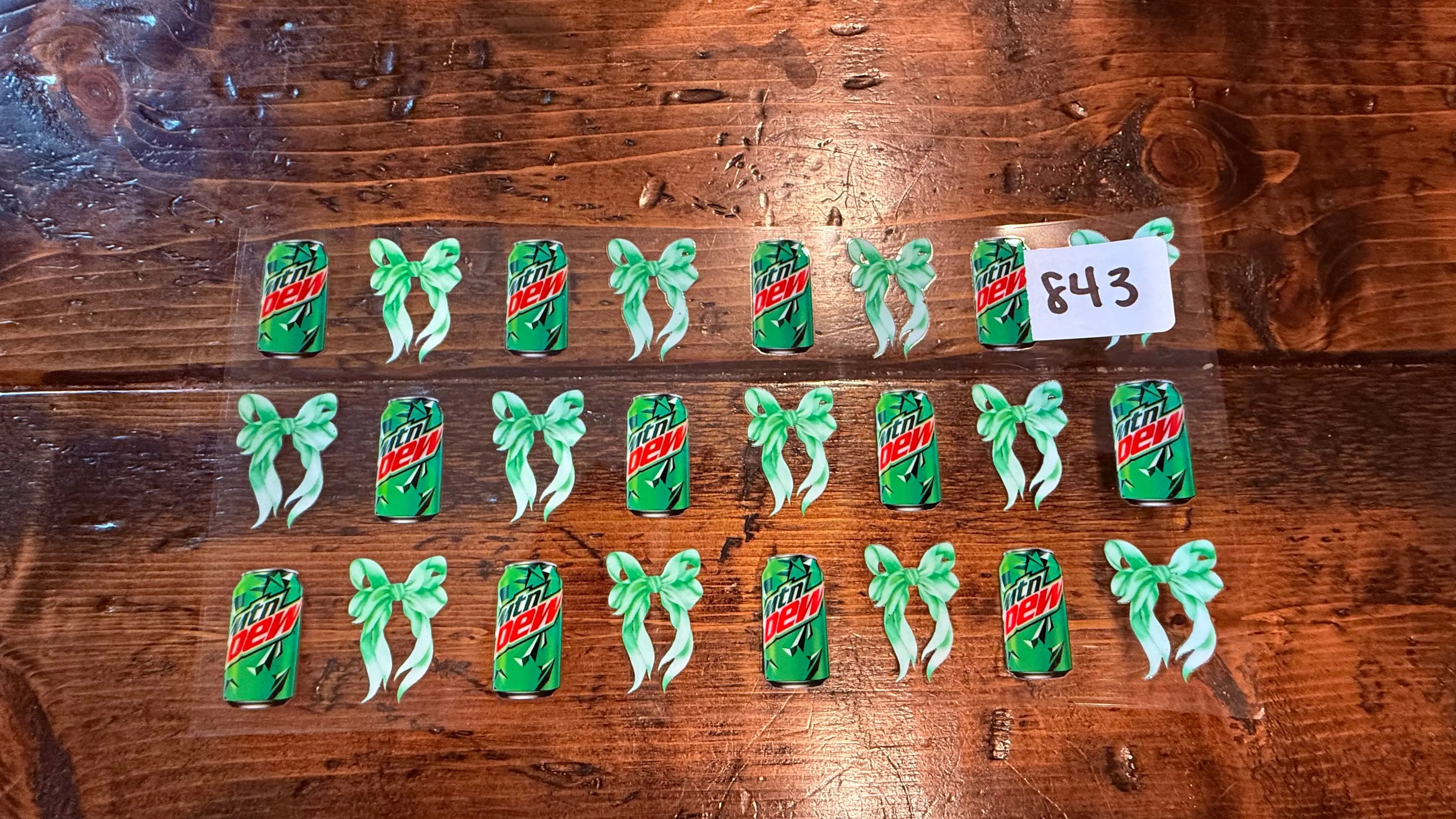#843 Green bows with cans K's Krafty Barn