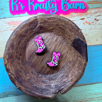 Silicone Focal Bead- Pink Cowgirl boots with bow K's Krafty Barn