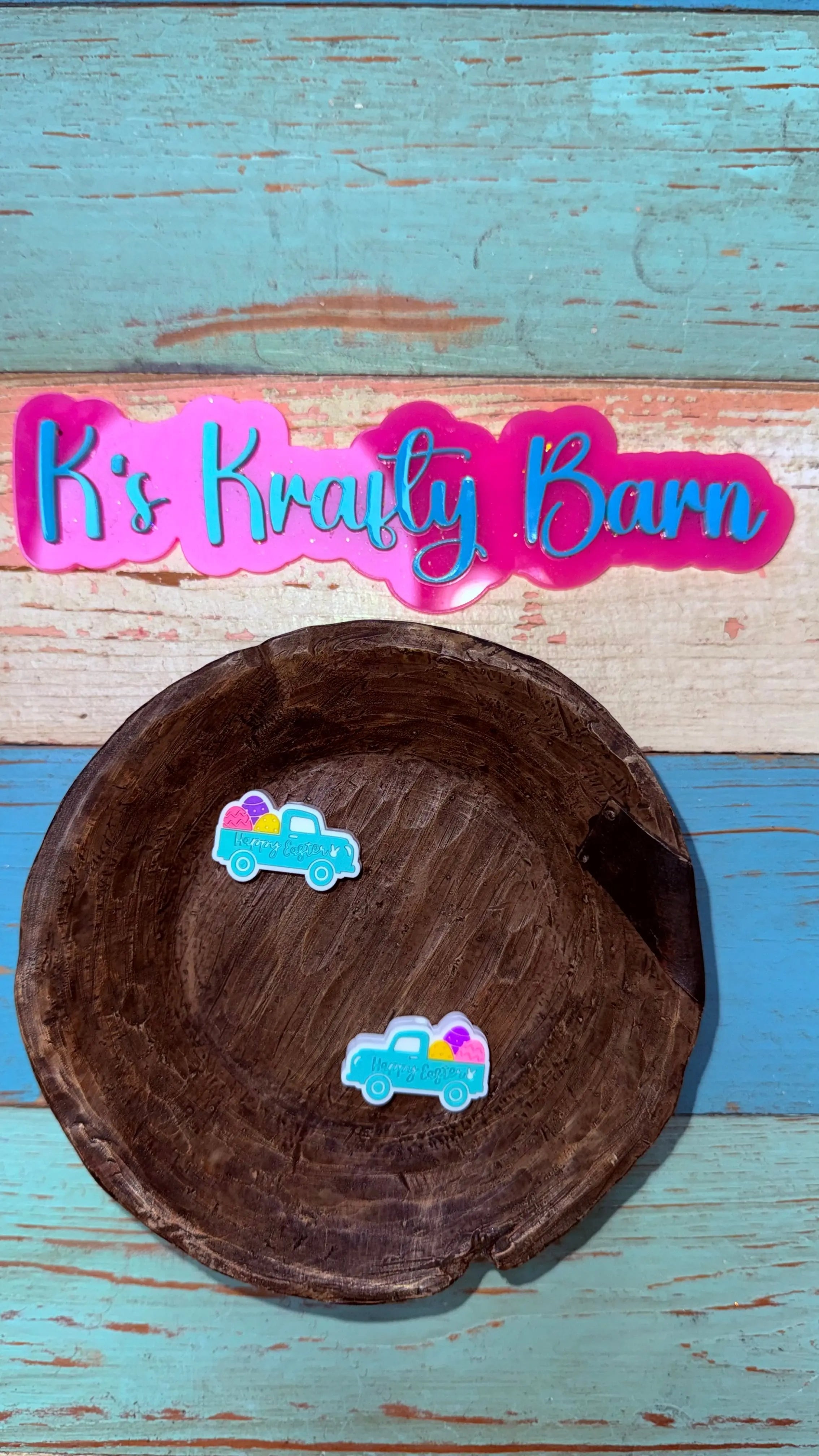 Silicone Focal Bead- Happy Easter truck K's Krafty Barn