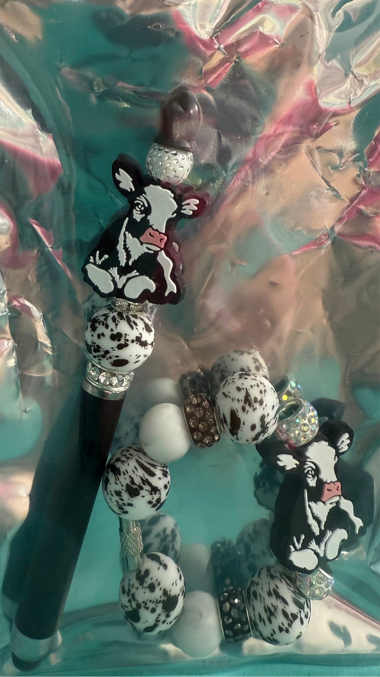 Cow Stylus Pen and Cup Charm