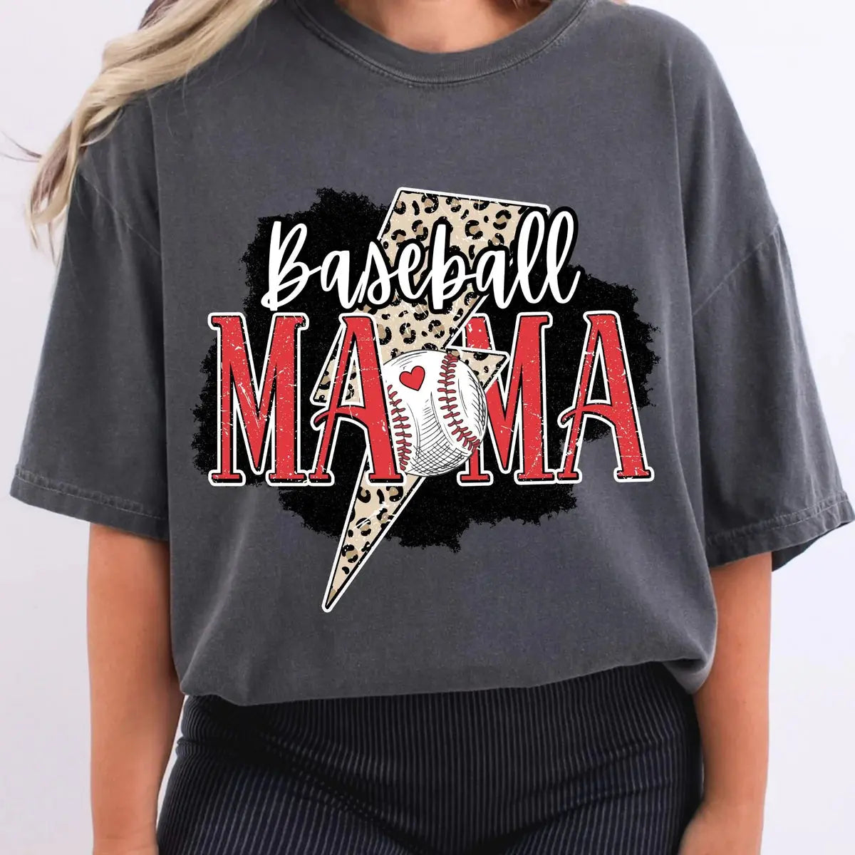 Baseball Mama Lightning Shirt | Baseball Mom Game Day Tee K's Krafty Barn
