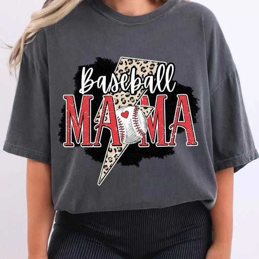 Baseball Mama Lightning Shirt | Baseball Mom Game Day Tee K's Krafty Barn