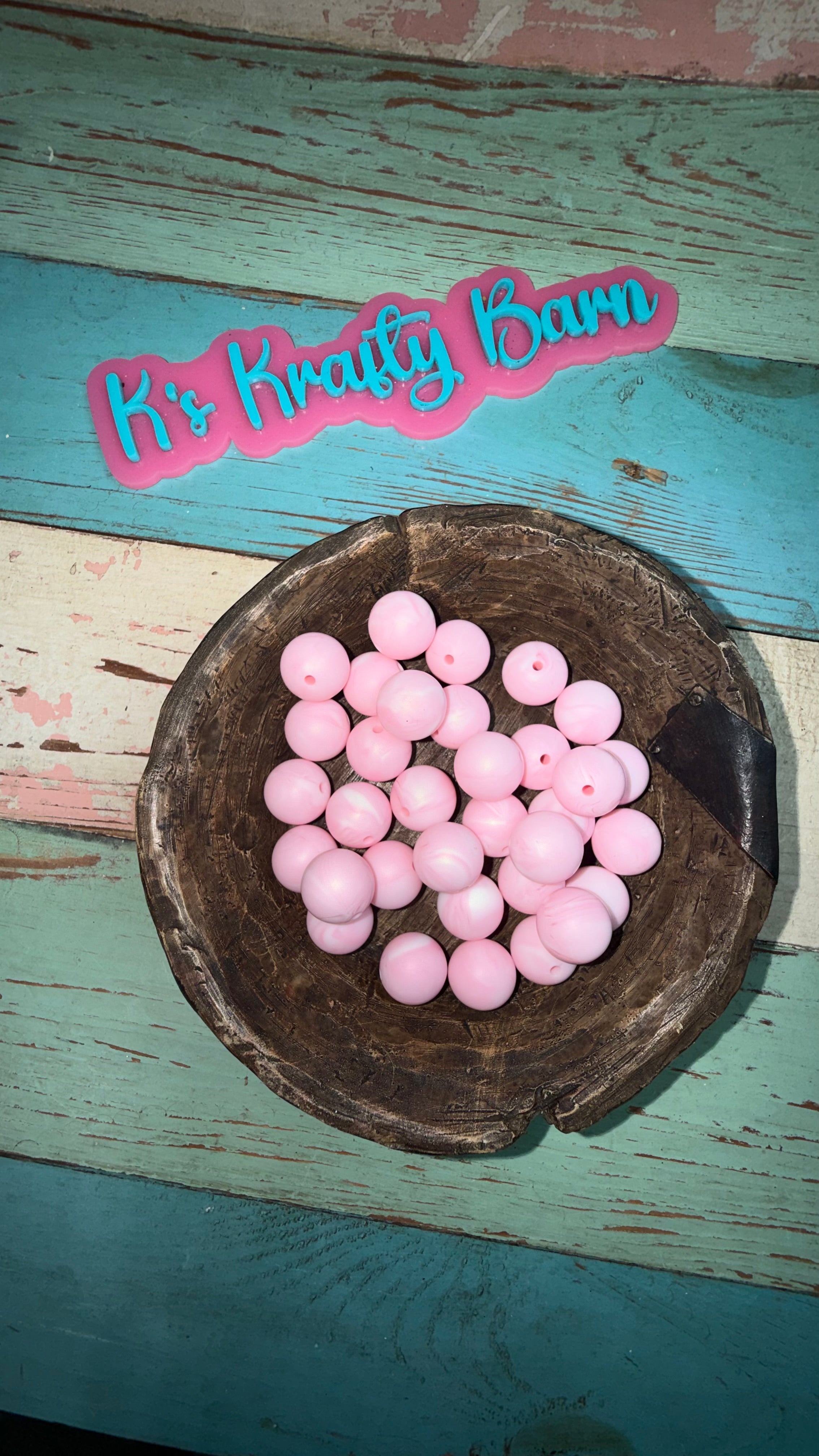 15mm Solid Silicone Beads-Cotton Candy Swirl