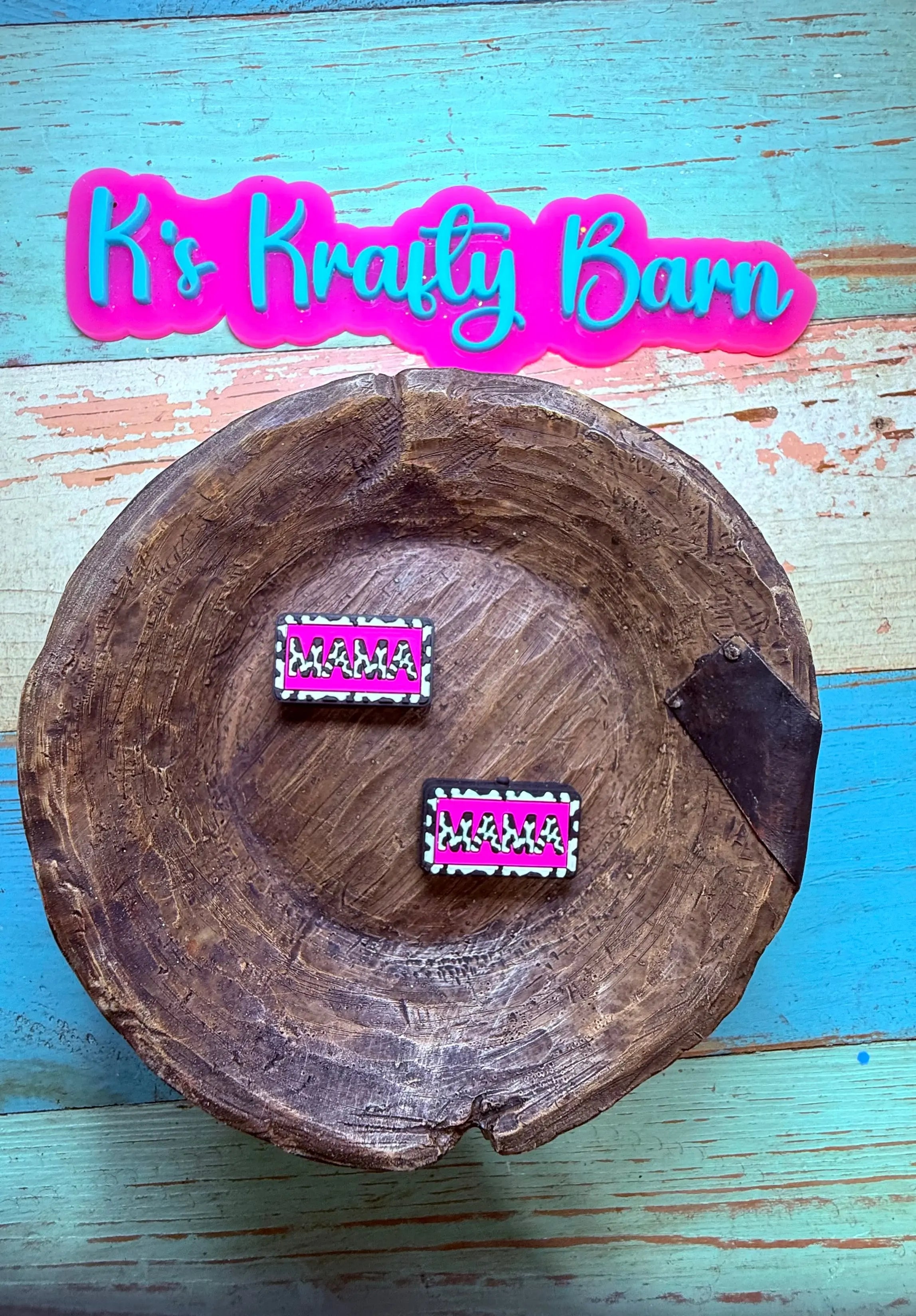 Silicone Focal Bead- Mama Cowprint K's Krafty Barn