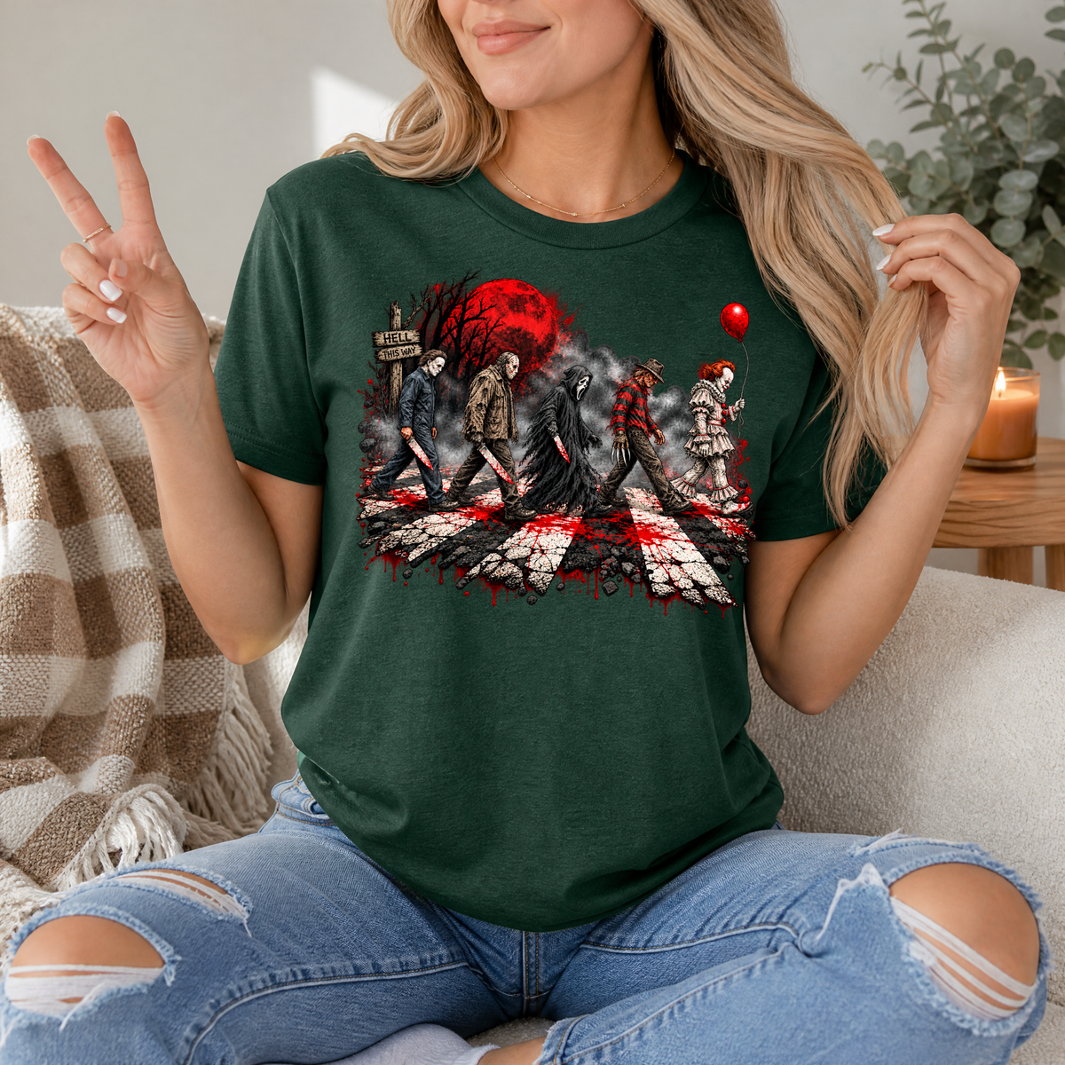 Halloween Horror Slashers Crosswalk Graphic Tee