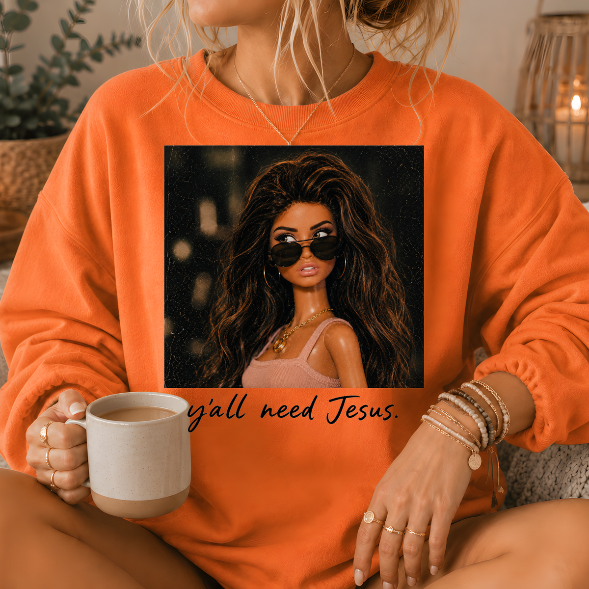 Y'all Need Jesus Fashion Doll Crewneck Sweatshirt