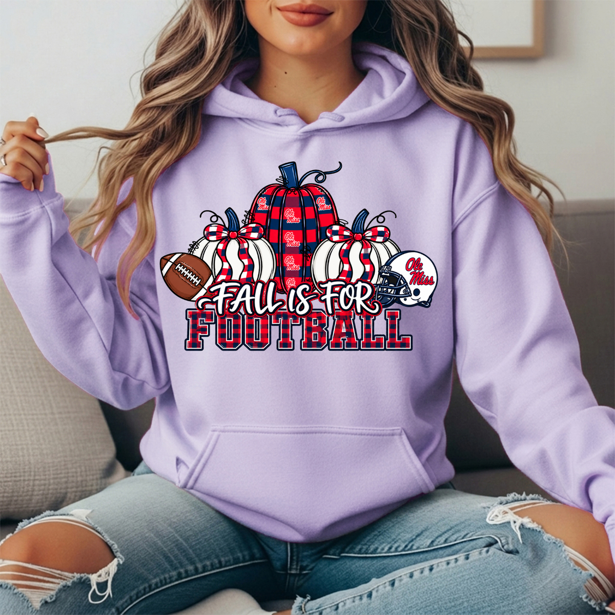 Ole Miss Fall Is for Football Pumpkin Graphic Hoodie