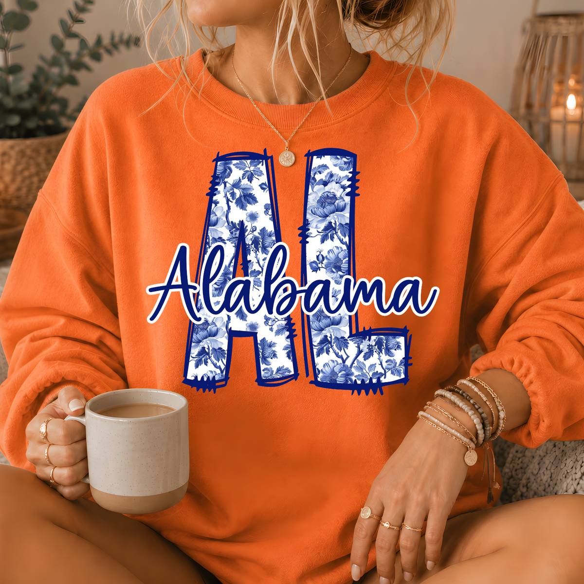 Alabama Blue Floral AL Crewneck Sweatshirt