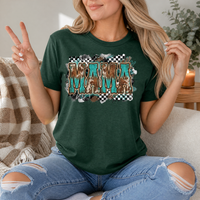 Western Mama Turquoise & Checkerboard Graphic Tee