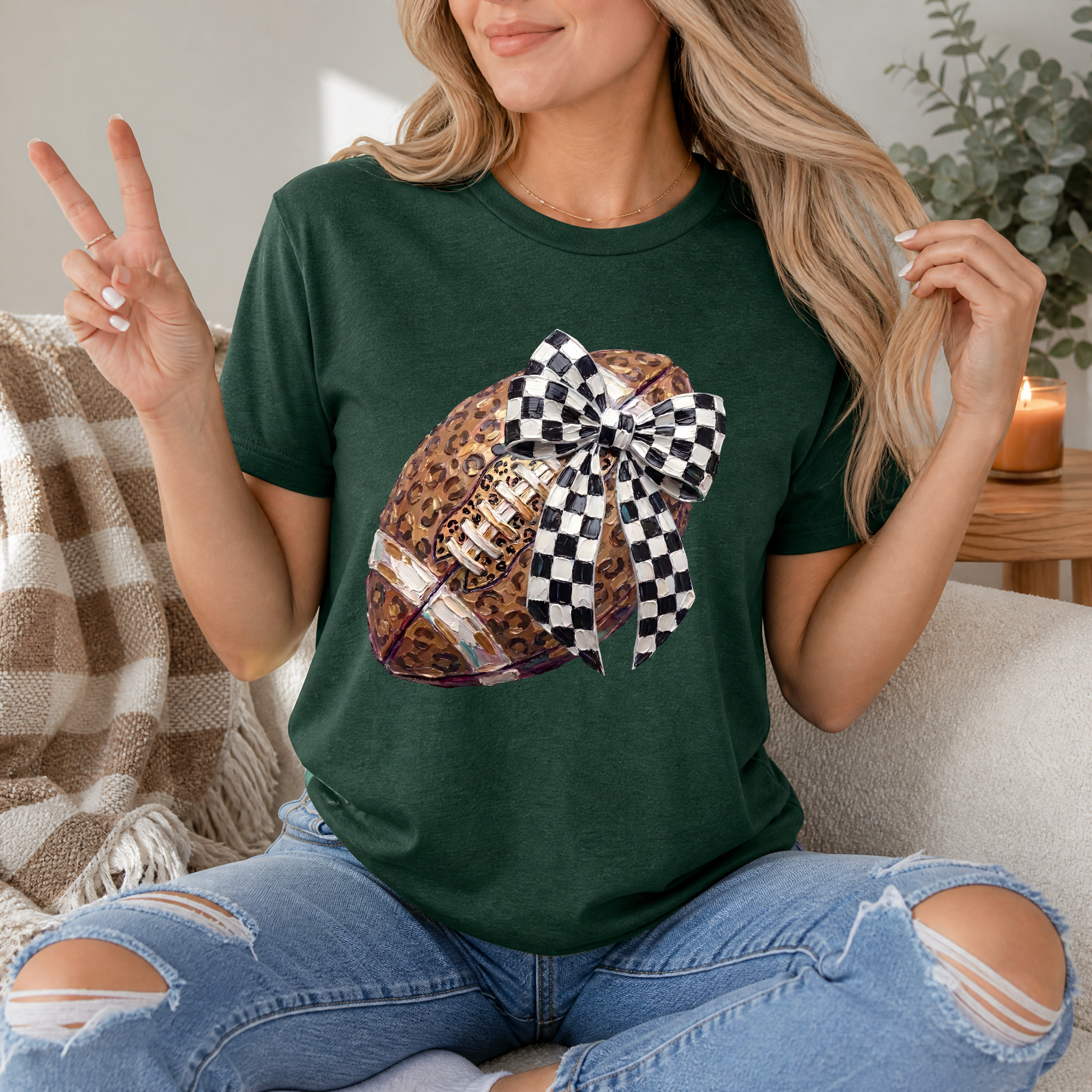 Leopard Painted Football Premium Graphic Tee