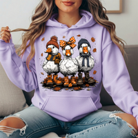 Fall Ducks in Boots & Orange Bow Graphic Hoodie