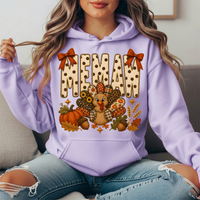 Memaw Thanksgiving Turkey & Rust Bows Graphic Hoodie