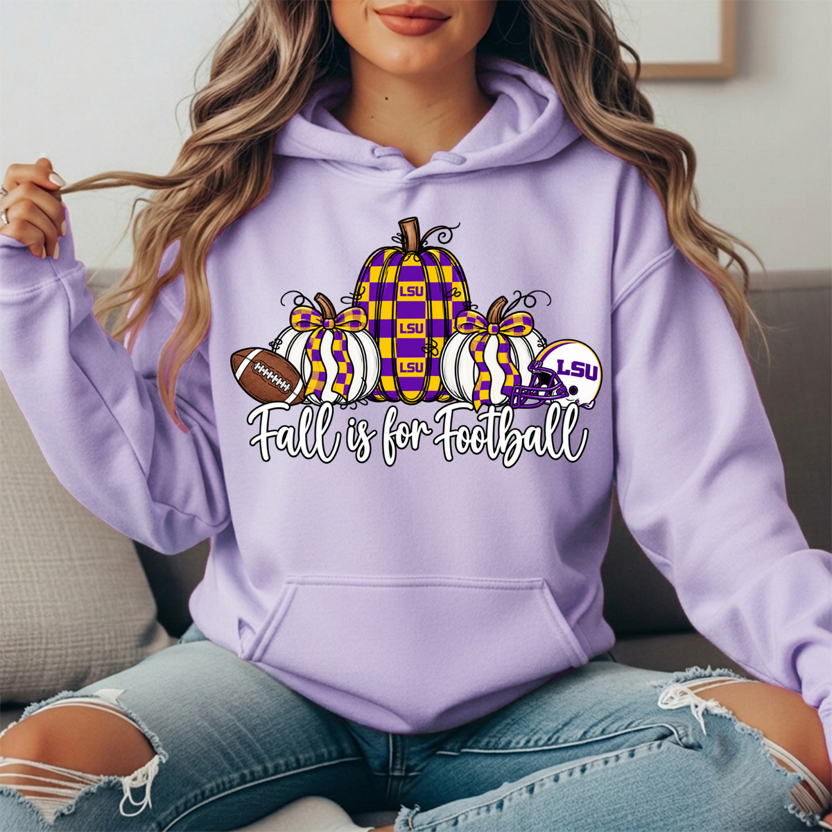 LSU Fall Is for Football Pumpkin Graphic Hoodie