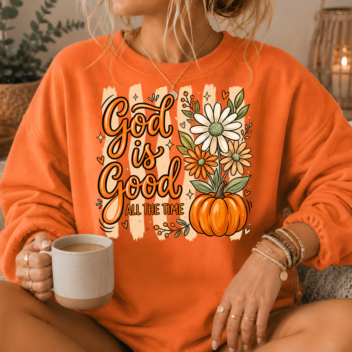 God Is Good Pumpkin Premium Crewneck Sweatshirt