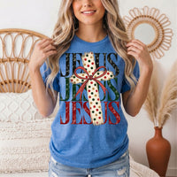 Jesus Christmas Cross & Bow Graphic Tee