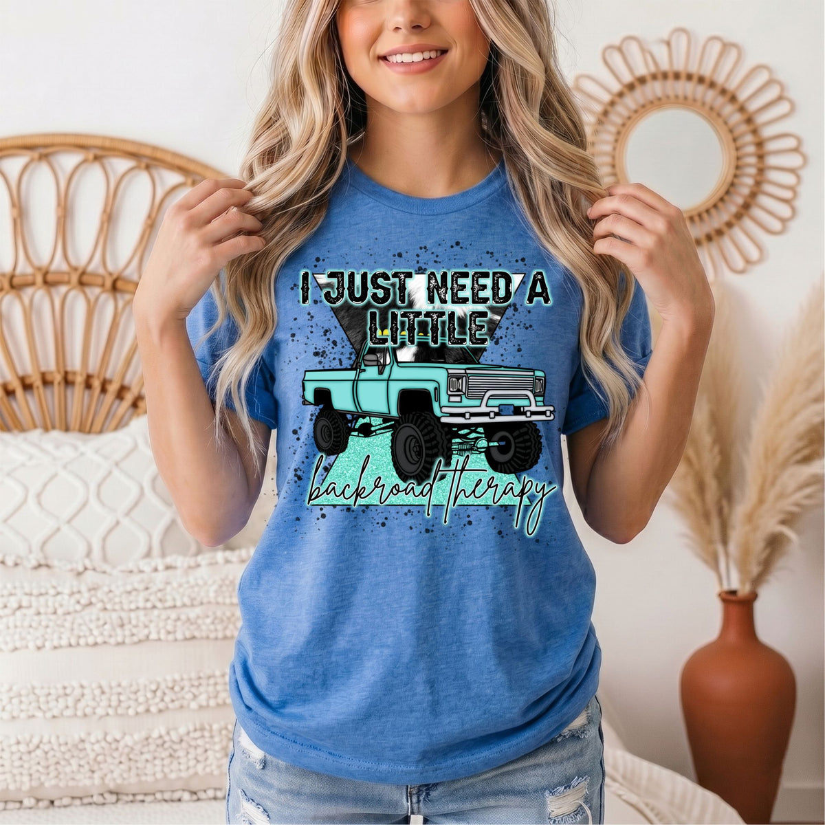 Backroad Therapy Turquoise Truck Graphic Tee