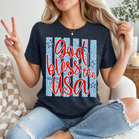 God Bless The USA Cheetah Blue Premium Graphic Tee