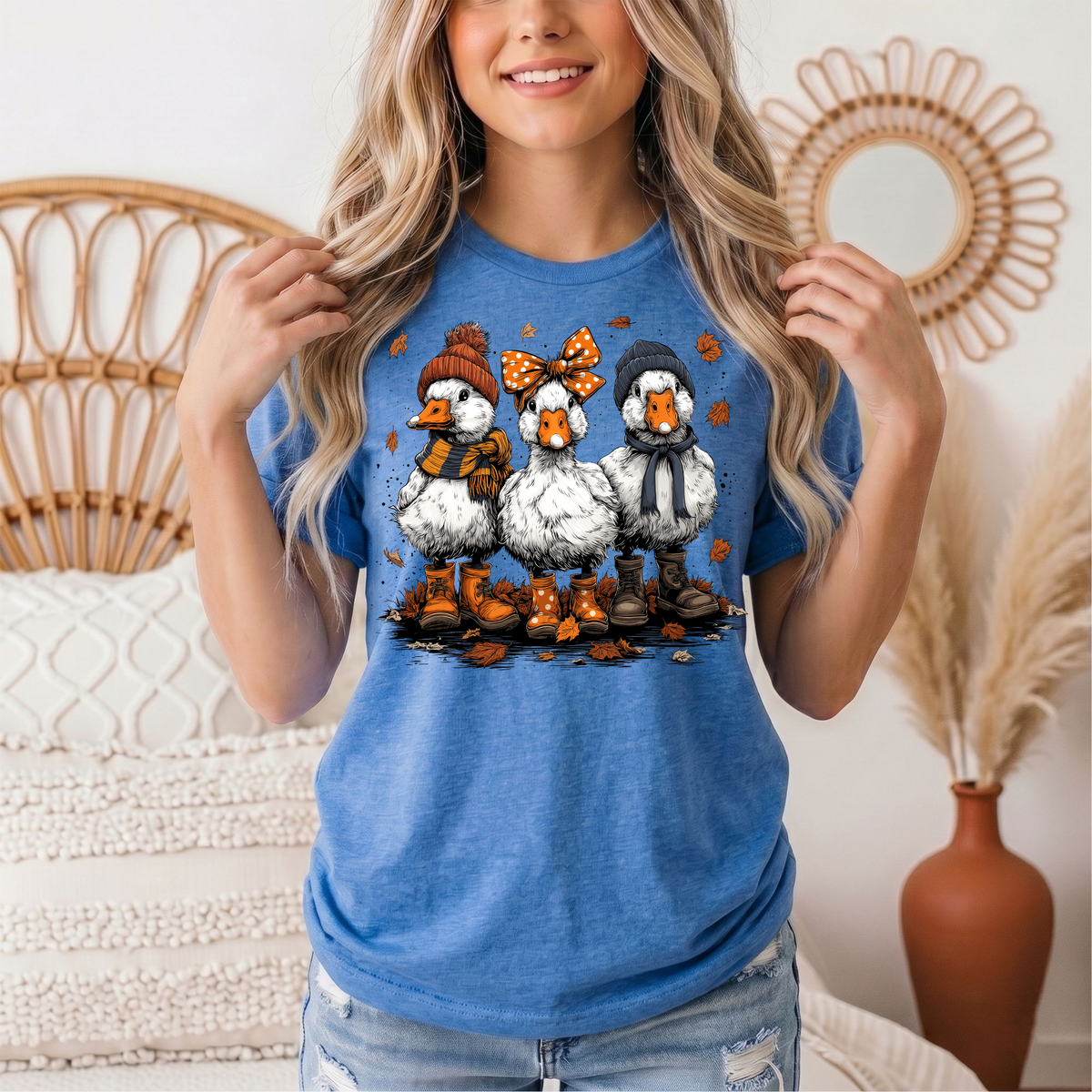 Autumn Duck Trio Boots & Bow Graphic Tee