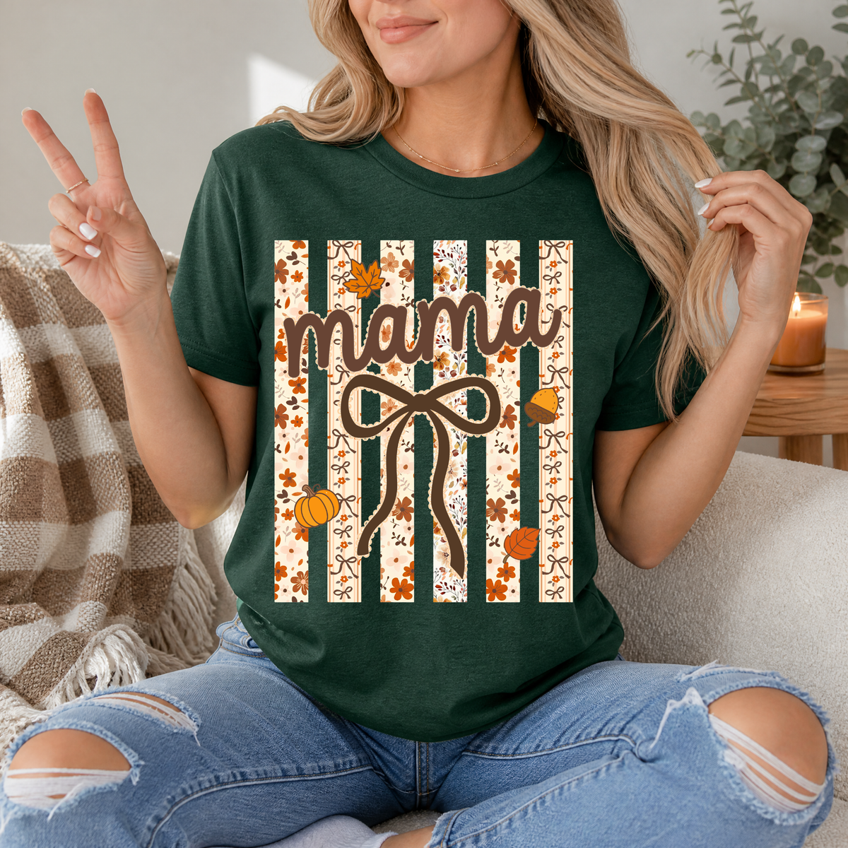 Striped Preppy Fall Premium Graphic Tee