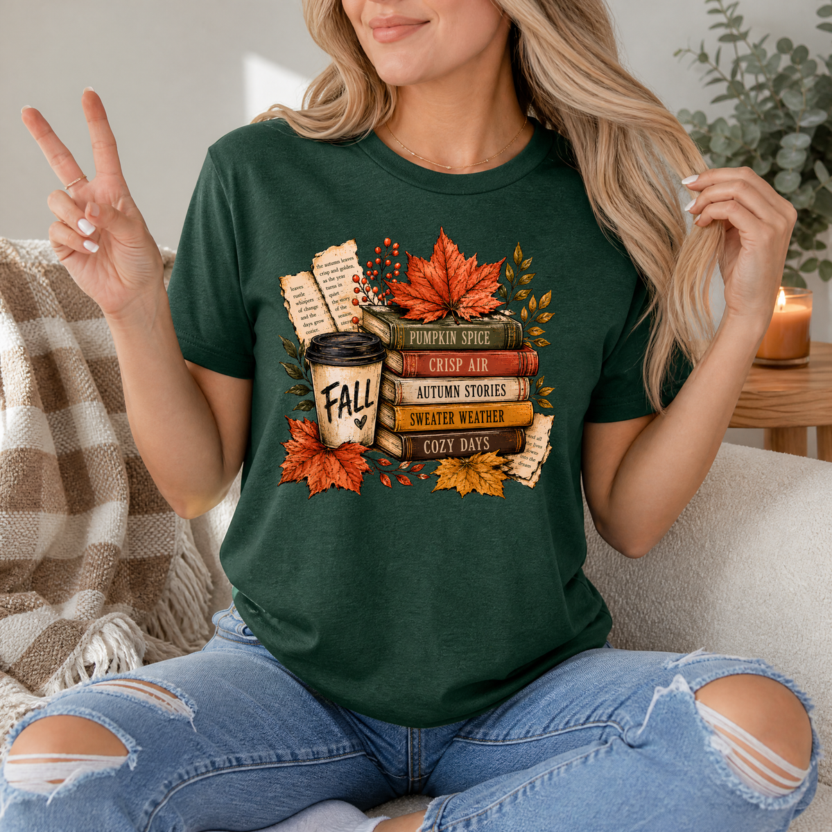 Fall & Bookish Cozy Premium Graphic Tee