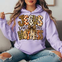 Jesus Loves This Hot Mess Leopard Bow Graphic Hoodie
