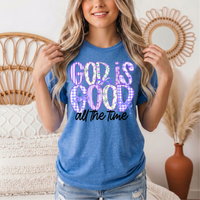 God Is Good All the Time Purple Bow Graphic Tee