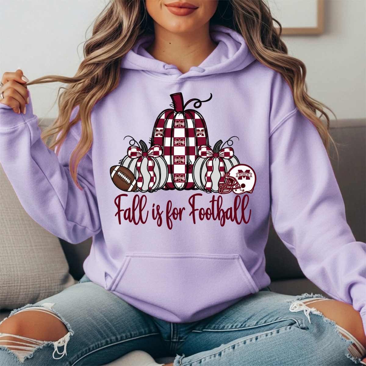 Mississippi State Fall Is for Football Pumpkin Graphic Hoodie