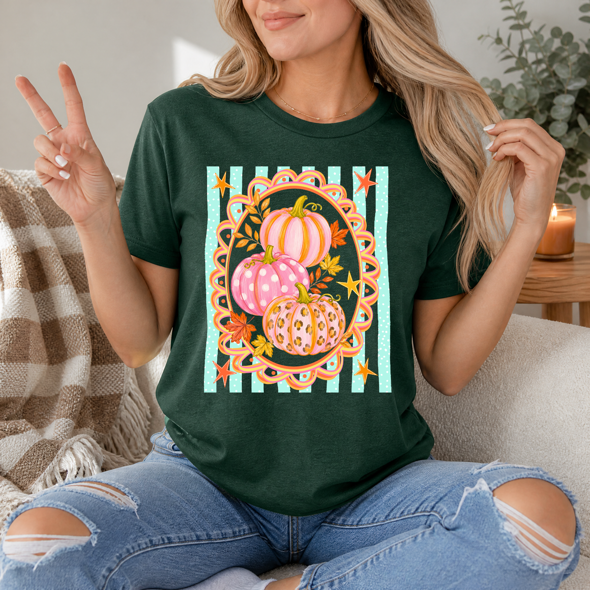 Autumn Pumpkin Glow Premium Graphic Tee