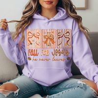 Fall for Jesus He Never Leaves Bow Cross Graphic Hoodie