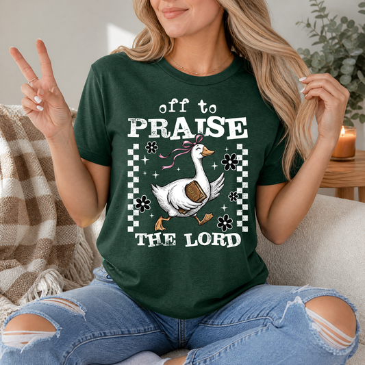 Off To Praise The Lord Christian Graphic Tee