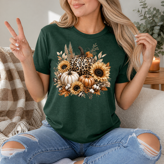Leopard Pumpkin Sunflower Premium Graphic Tee