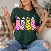 Neon Trendy Patterned Ghost Premium Graphic Tee