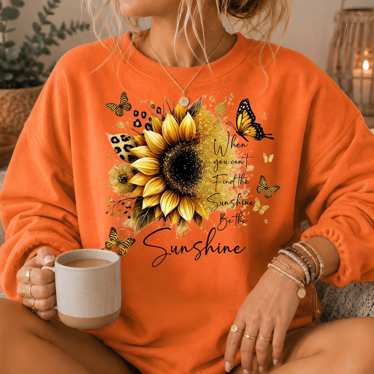 Be the Sunshine Sunflower Butterfly Crewneck Sweatshirt
