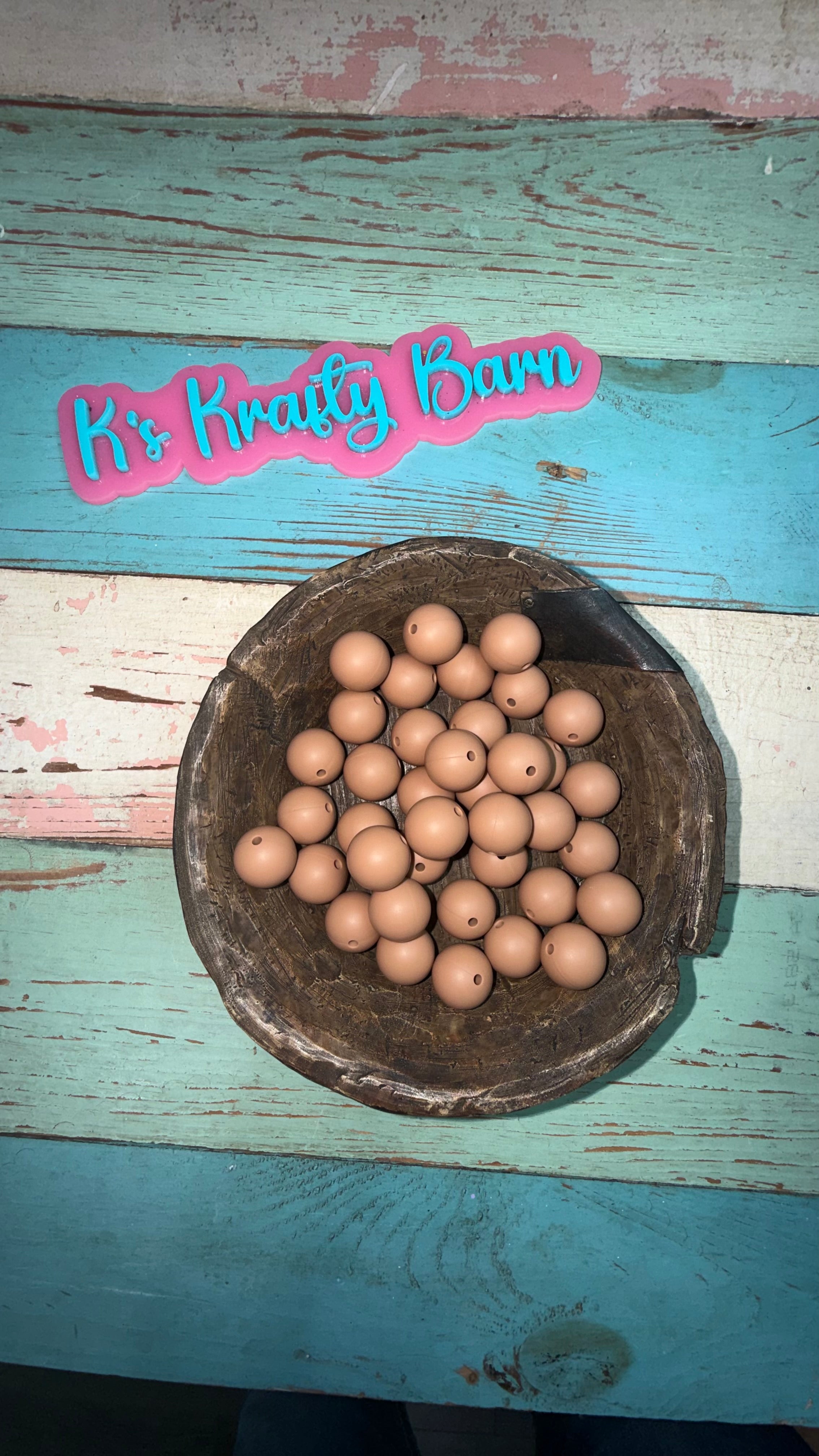 15mm Solid Silicone Beads- Latte