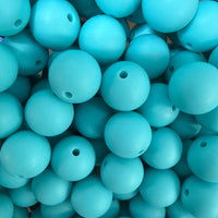 15mm Solid Silicone Beads- Aqua K's Krafty Barn