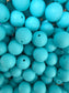 Wholesale 15mm Solid Silicone Beads- Aqua